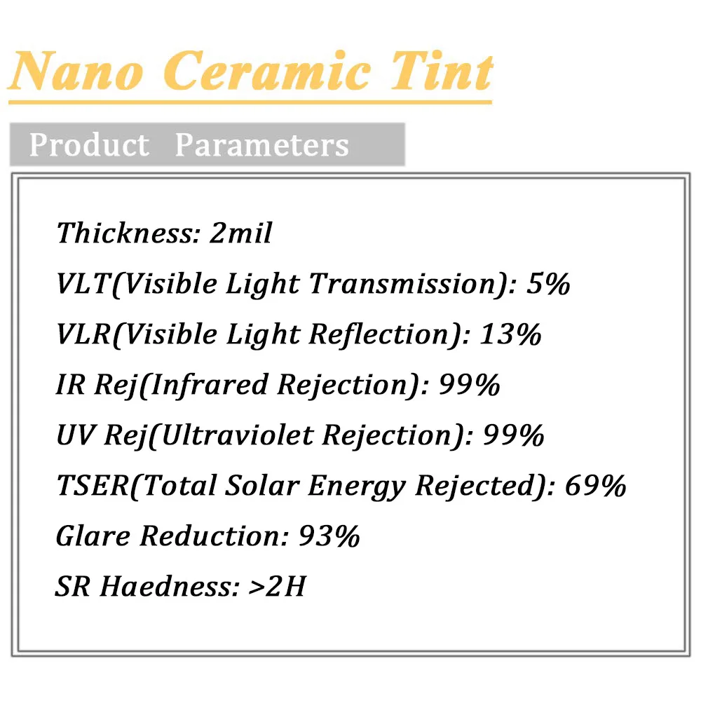 100 футов 5% VLT нано Керамическая Солнечная пленка для автомобиля Солнцезащитная Тонирующая пленка для окна авто боковое окно дом Коммерческая Солнечная защита винил