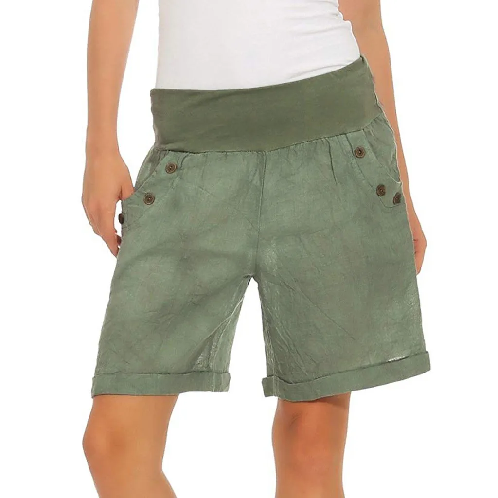 2020 New Fashion Women Sexy Shorts Lady Summer Casual High Waist Short Pants Beach Button Pocket Wide Leg Trousers #4.8 | Женская одежда