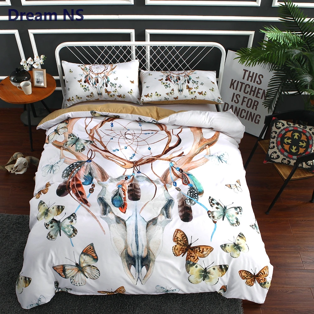 Ahsnme Rainbow Butterfly Bedding Set Bohe Dreamcatcher Quilt Cover