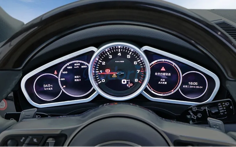 Для Porsche Cayenne 2018 2019 серебро углеродное волокно цветной интерьер приборная панель