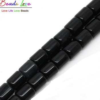 

Natural Black Agata Onyx Stone Beads For Jewelry Making 15.5 inches Column Tube Beads DIY Jewellery Bracelet Necklace-F00481