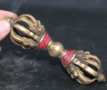 

[old craft ] Tibet Buddhism Turquoise Bronze Gilt Dagger Phurba Dagger Holder