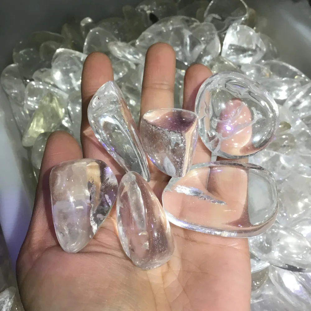 

Natural clear quartz crystal Tumbled Stone Polished transparent quartz stone for DYI
