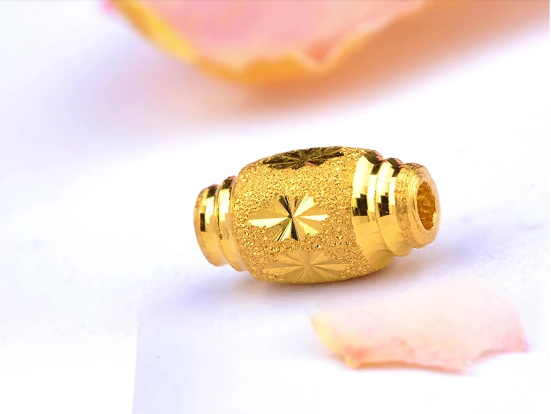 

999 Pure 24K Yellow gold Loose Carved Oval beads Pendant 0.50g