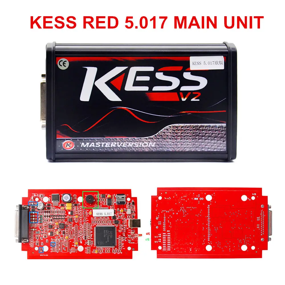 KESS V2.47 V5.017 Версия ЕС онлайн Версия KTAG 4LED Красный pcb KESS V2 V5.017 красный KTAG 7,020 SW2.23 без жетонов - Цвет: KESS Main Unit