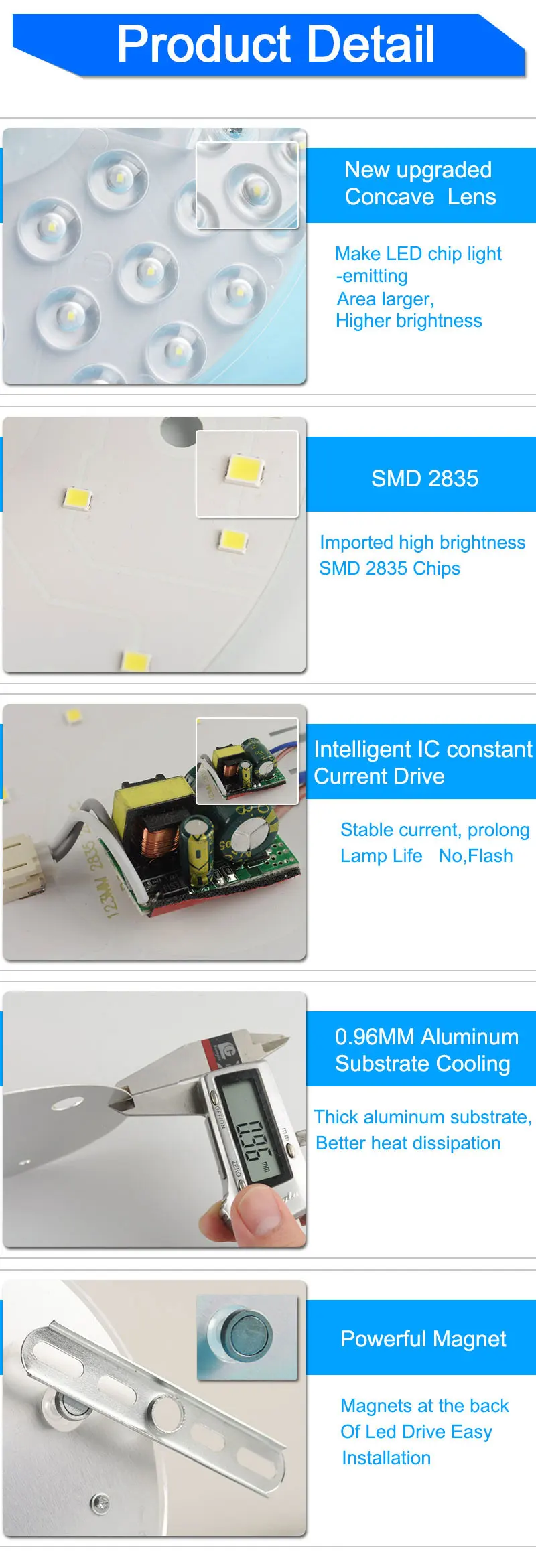 Magnet Easy Install AC220V 12W 18W 24W LED module ceiling Round Recessed Grid leds Downlight White led Spot Indoor Light