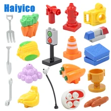 Grandes blocos de construção brinquedo, compatível com duplos, tamanho grande, acessórios multifuncionais, fruta, tráfego de alimentos, marca, presente para crianças
