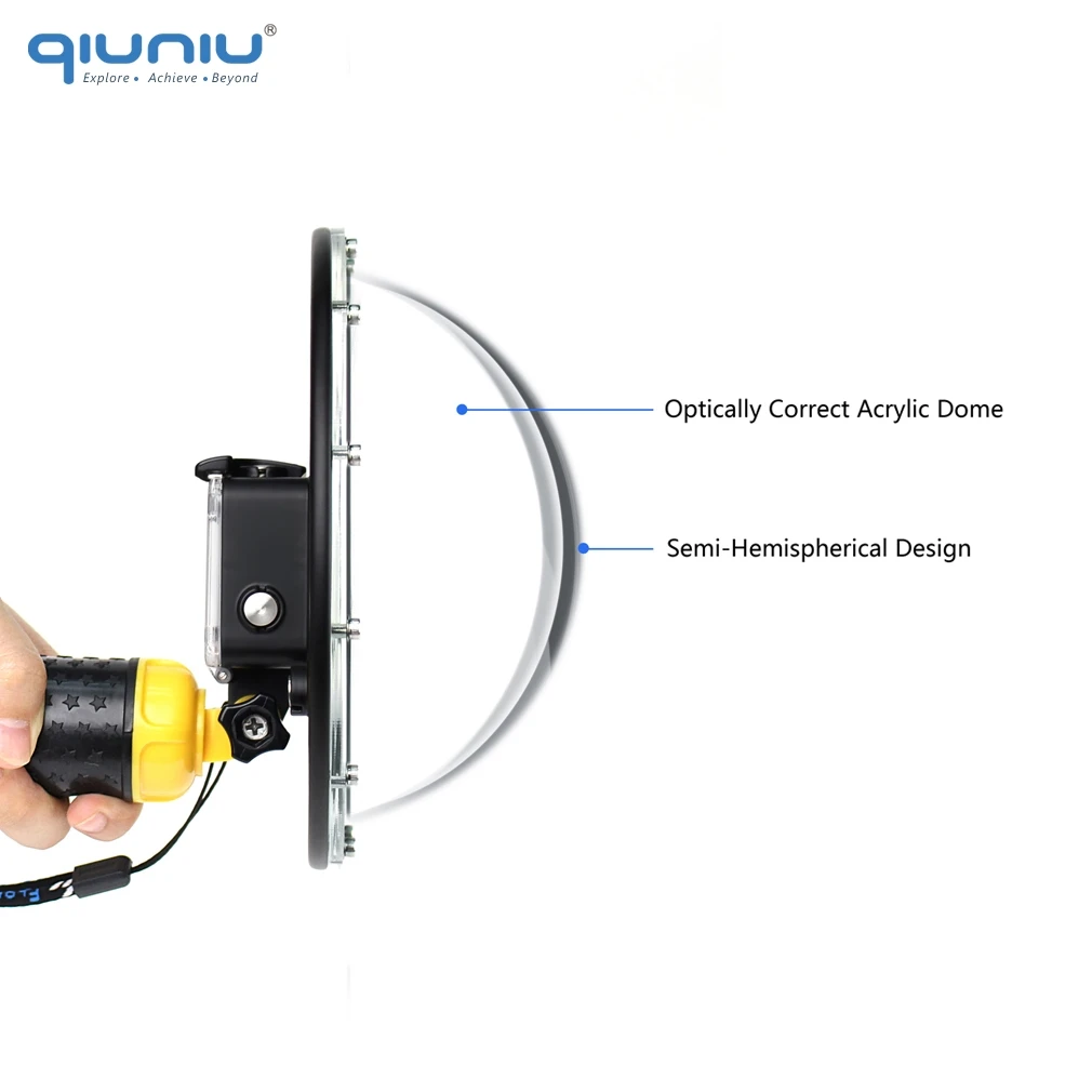 QIUNIU " Алюминиевый Сплав Купол порт 45 м подводный водонепроницаемый погружение Корпус чехол крышка объектива для GoPro Hero 4 3+ 3 Go Pro аксессуар
