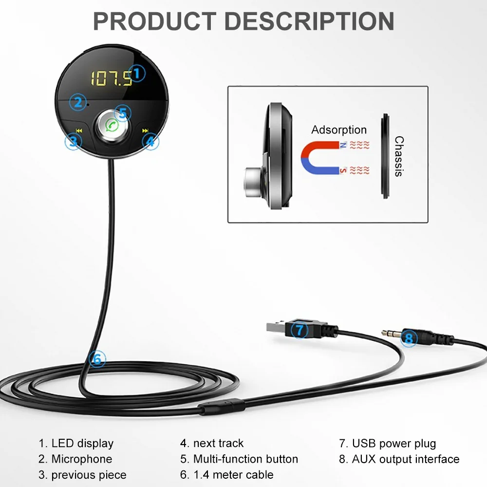 

MP3 Car Bluetooth Modulator FM Modulator Center Console Car MP3 Bluetooth Player AUX FM Transmitter Car Wireless Stereo Radio