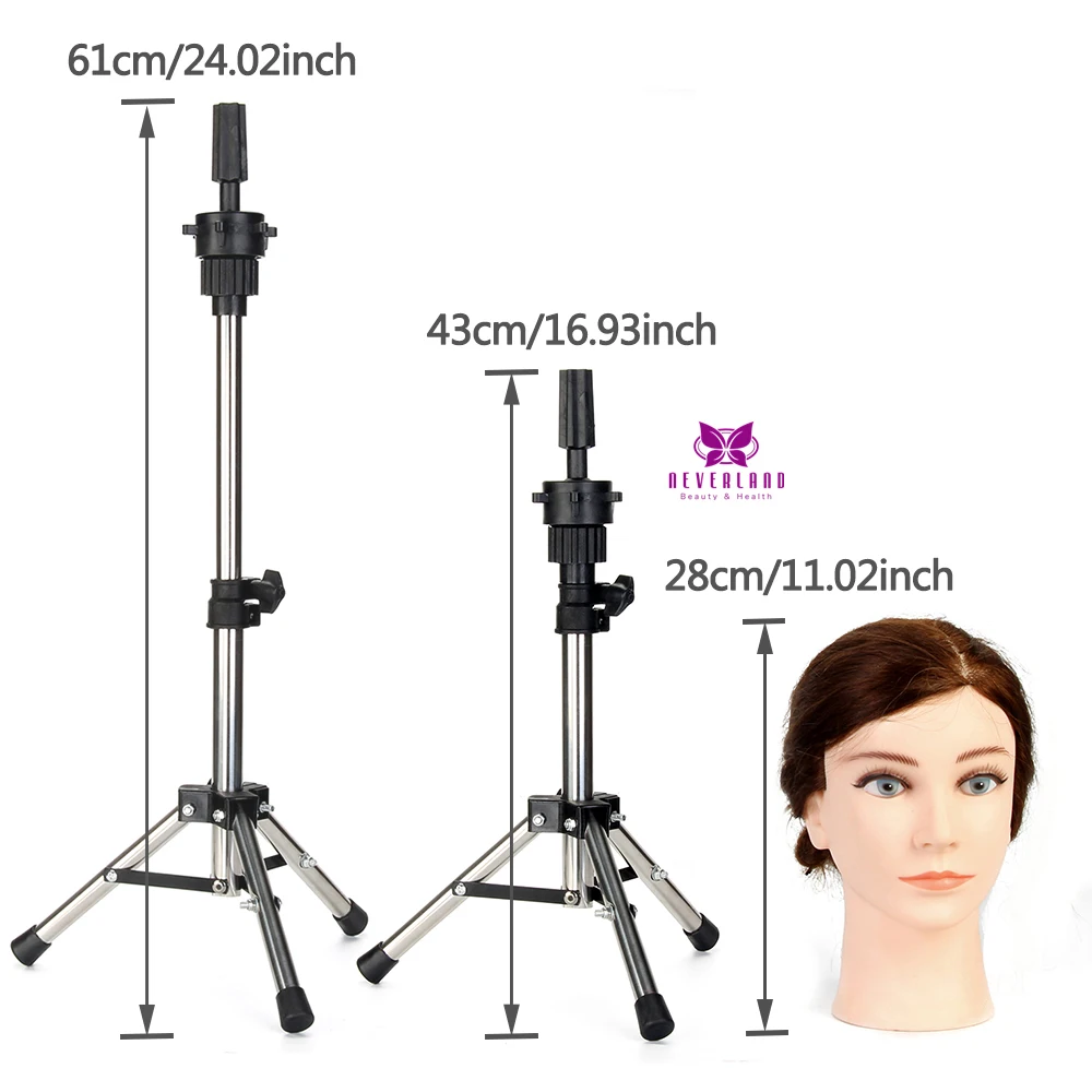 Регулируемый Серебряный алюминиевый манекен с головкой штатива, подставка для причесок, Парикмахерская, тренировочный парик, зажим для головы, держатель для практики, модель