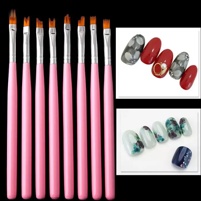 8 шт Nail Art Кисть Nail Pen Набор для маникюра градиент Цвет Советы DIY Живопись Рисунок Pen H7JP