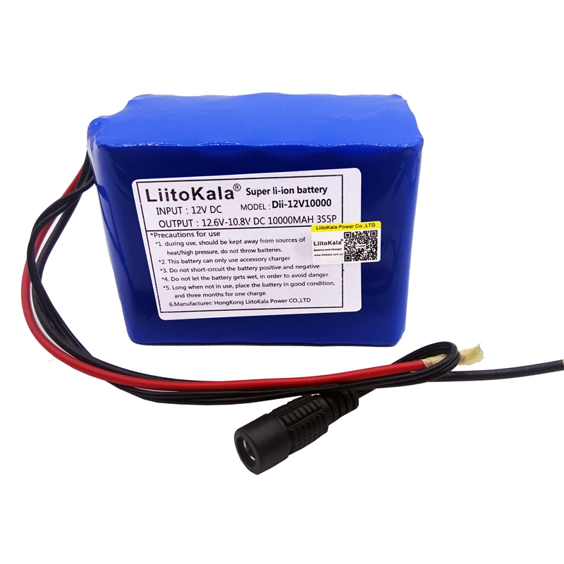 HK LiitoKala 12V 2200mah 3000mAh 6800mah 9800mah 10ah 18650 Li lon DC Супер аккумуляторная