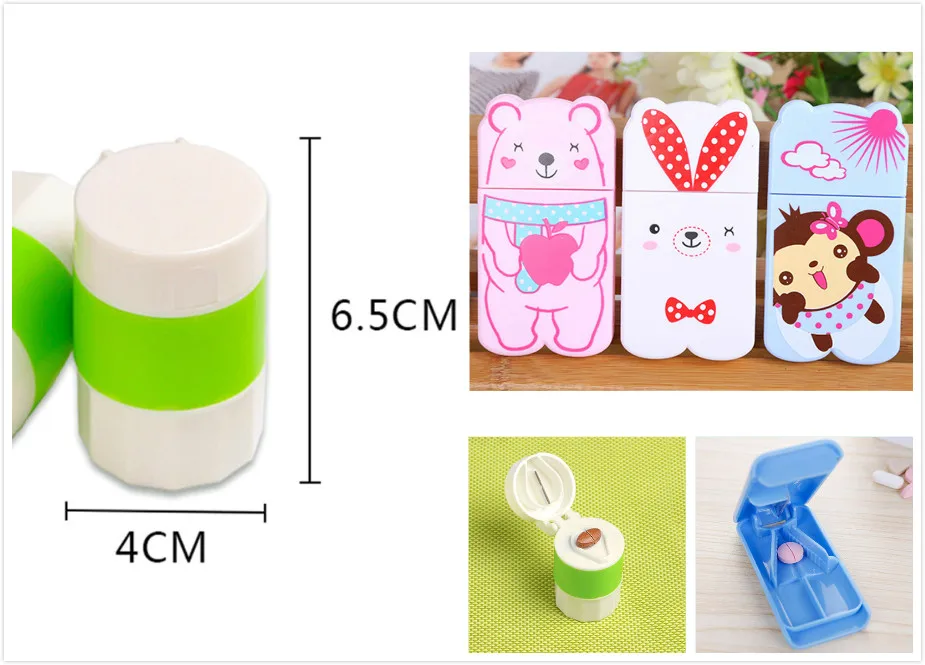 

4 Layer Pill Box Cutting Tablets Pill Cutter Medicine Crusher Grinder Splitter Tablet Cutter Divider Storage Case