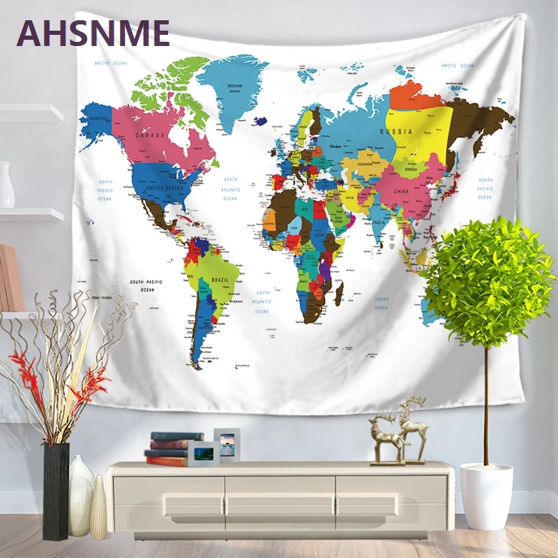 

AHSNME Multiple styles world map printing tapestry beach towel multi-functional blanket 150x130cm/150x200cm home decor tapestry