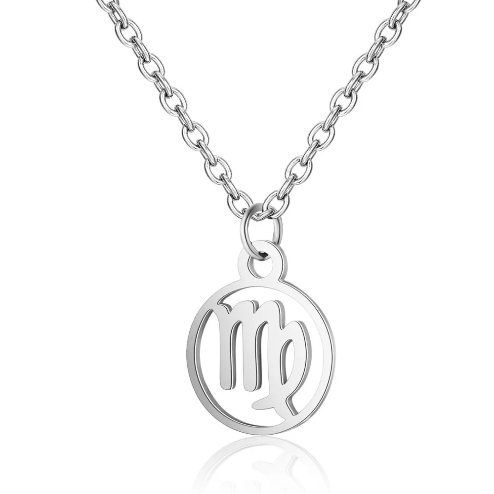 

Virgo Pendant Necklace For Women Silver 12 Zodiac Constellation Pendant Necklace Fashion Jewelry Gifts For Women