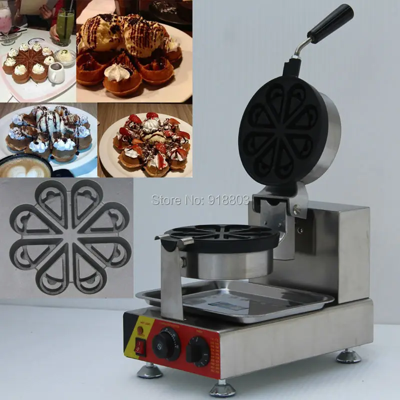 110v 220v Electric Commercial Use Non stick Rotary Ice Cream Waffle