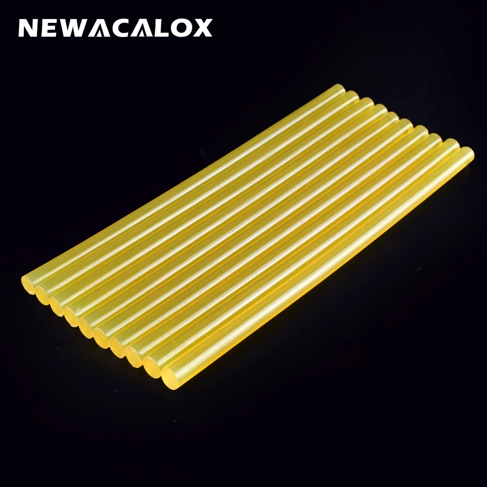NEWACALOX 10 шт./лот, 11 мм* 270 мм, желтые клеевые палочки с термоклеем, инструменты для самостоятельного ремонта, силиконовая палочка, клей для автомобиля, аудио, ремесло, сплав, Acces