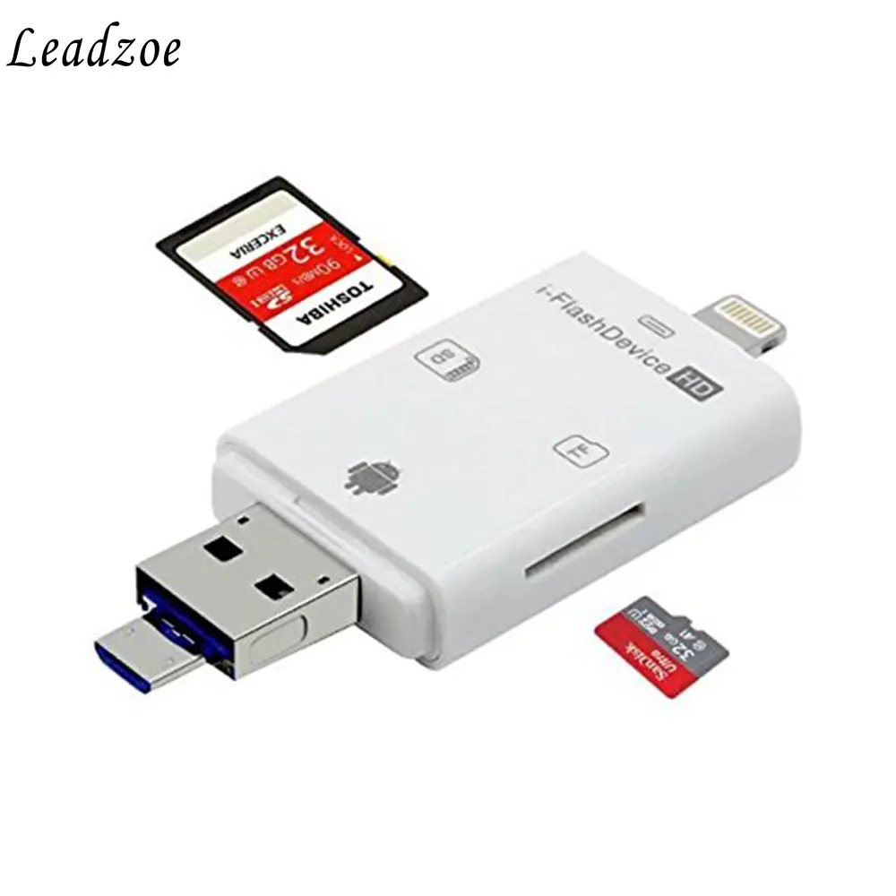 Кардридер 3 в 1 USB/Micro USB/освещение мини-считыватель карт SD/TF/Micro SD смарт-устройство чтения карт памяти для iPhone IOS Android