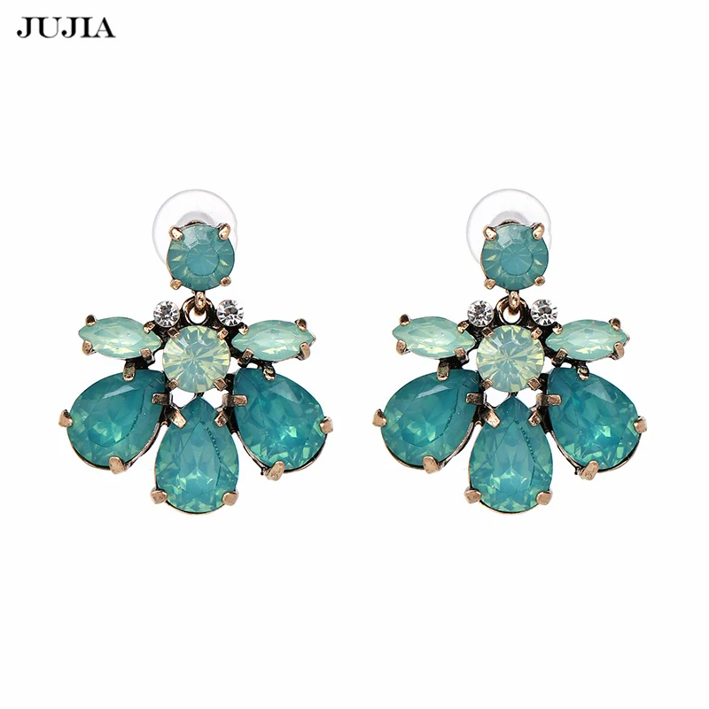 

6 Colors Beautiful Austrian Crystal Earring CZ Stone Drop Earrings Statement Fashion Jewelry Wholesale