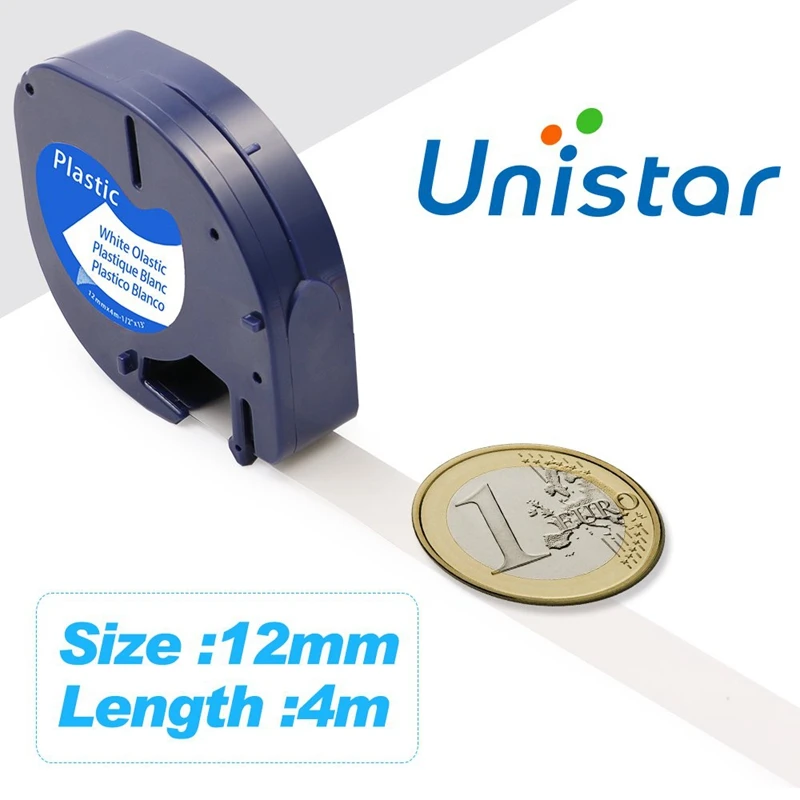 Unistar 91201 91200 12267 совместимый для Dymo Letratag 12 м x 4 м Пластик бумажные ленты 91330 91331 Letratag LT-100h принтер этикеток