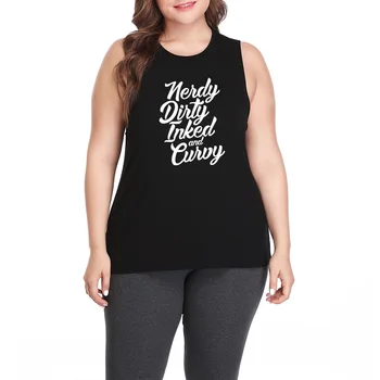 

Womens Nerdy Dirty Inked And Curvy Fitness Plus Size Workout Casual Muscle Tank Vest