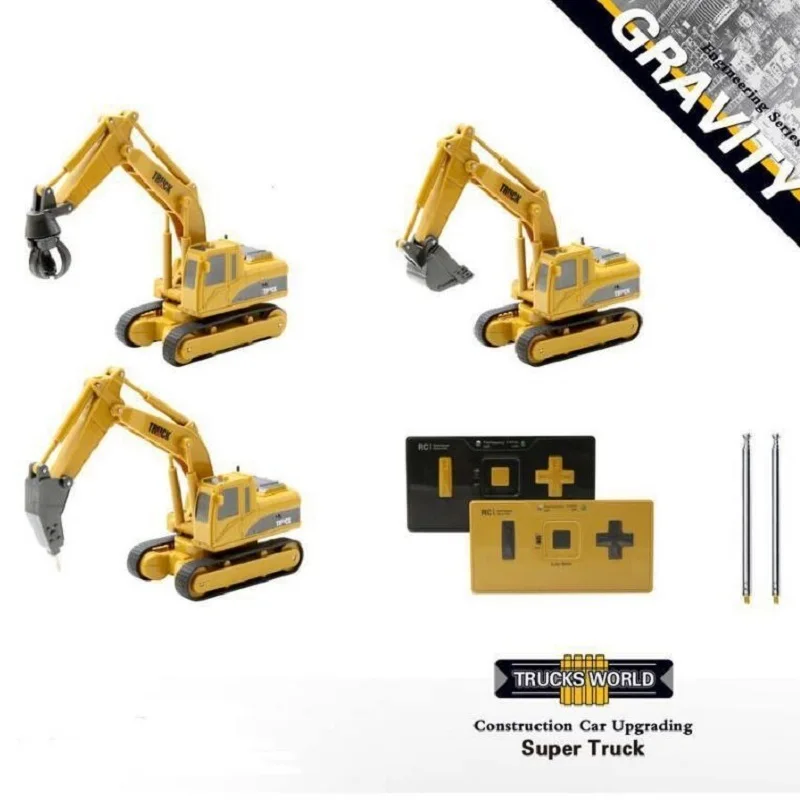 1:64 Remote Control Toys Mini Rc Constrction Truck Car Tractor Trattore Excavator Bulldozer Crane Toys Gift for Children