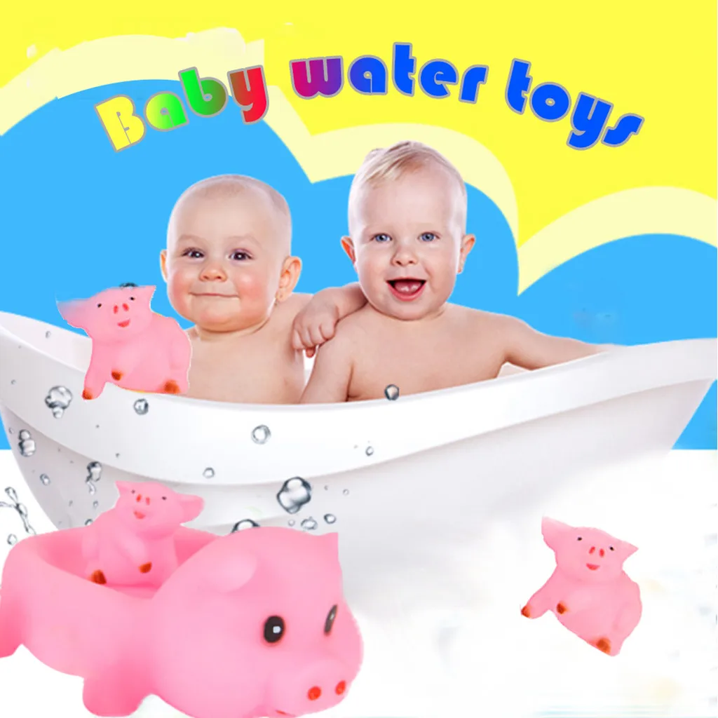 

Hot Baby Bathing Toy Squeeze Silicone Play One Big Three Small Children's Puzzle Floating Rubber Pigs Shower Party MM704