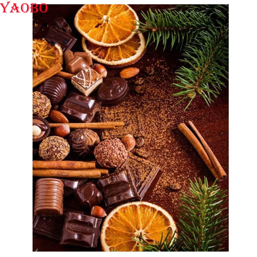 Фрукты и шоколад алмазная вышивка кухонный декор картина Алмазная мозаика узор