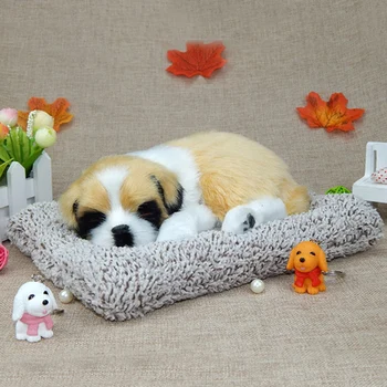 

Plush toy dog Labrador's car and dog model Small animal adorable toy statues Home wedding decoration dies