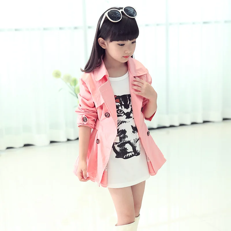 

Autumn and spring Children clothing girls jacket outerwear trench girls coat twill fabric korean style