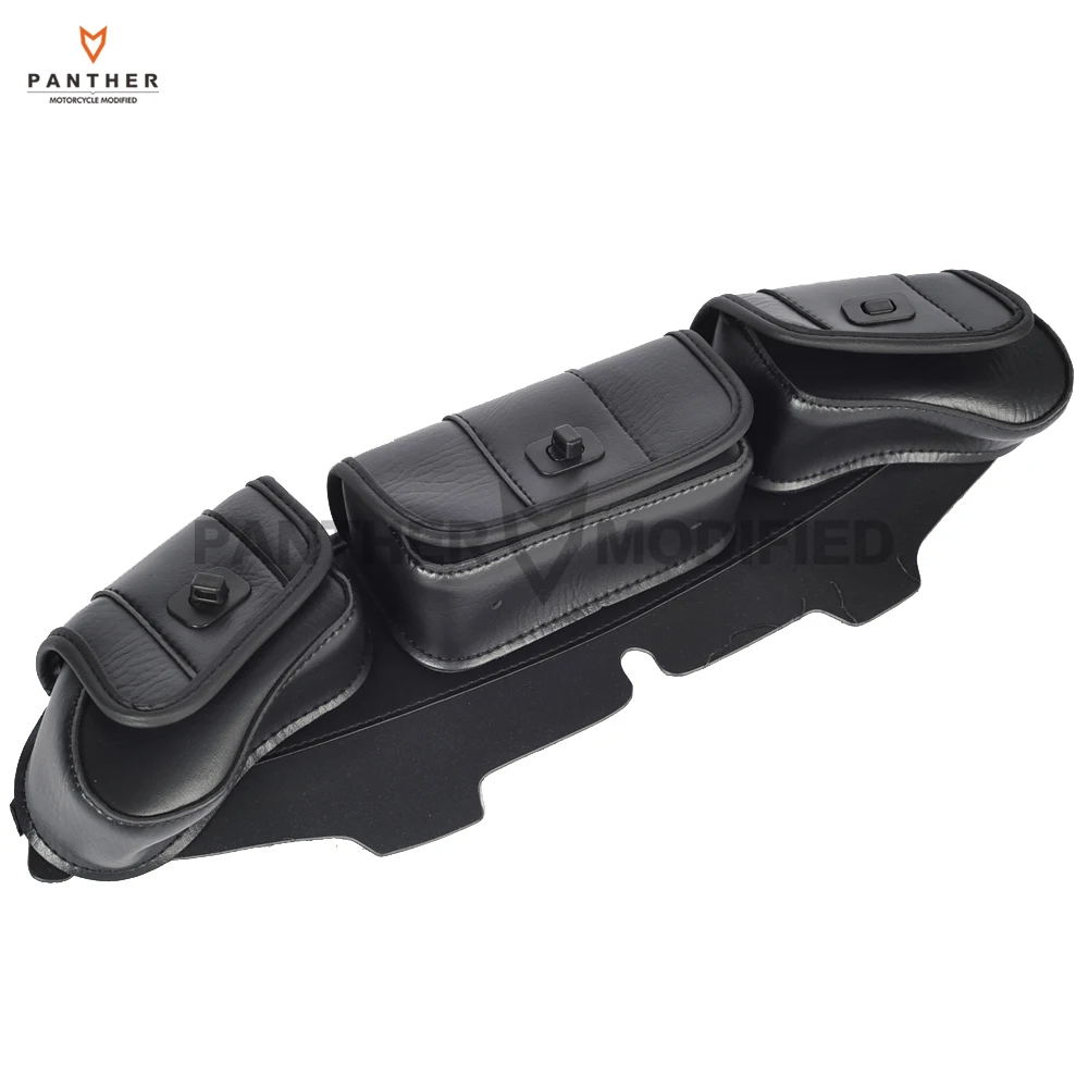 Buy Black Motorcycle Windshield Bag Saddle 3 Pouch Pocket case for Harley