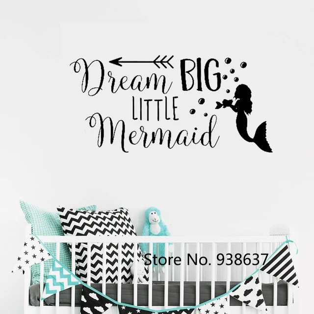 dream big little mermaid wall decal quote removable home decoration
