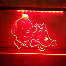 LC129-Tintin и Snowy adventures комикс свет Знак Домашний Декор ремесла