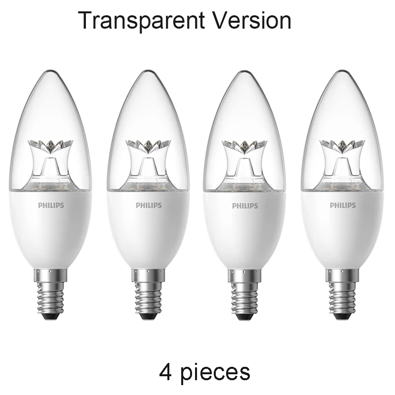 Крепление для спортивной камеры Xiao mi смарт-лампы в форме свечи Форма светодиодный лампы E14 лампа светильник 3,5 W 0.1A 50/60Hz Wi-Fi пульт для Управление от mi Home приложение группы Управление - Цвет: Transparent 4