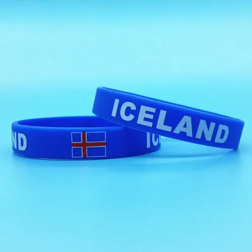 2 шт силиконовый логотип флага страны ID Браслет World Sports Fans браслет эластичные резиновые браслеты игры болельщик подарки браслеты - Окраска металла: Iceland