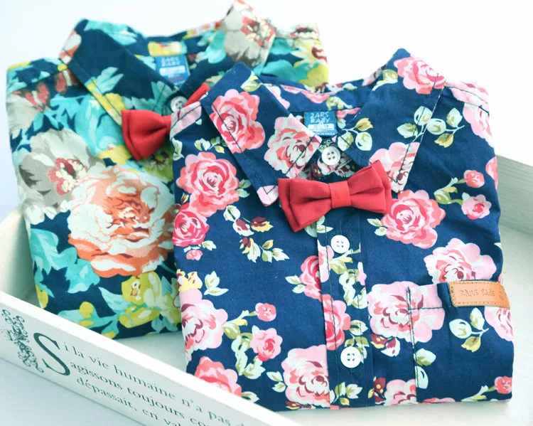 

2017 Autumn New Shirts Boys Flower-print shirt Baby Fashion floral Shirts Child Spring Autumn Long Sleeve Shirts
