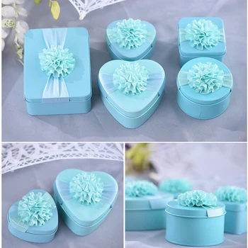 

10pcs/lot Tin Wedding Candy Box Heart/Round/Square/Rectangle 4 Shape To Choose Creative Sunflower Candy Box Party Gift Box