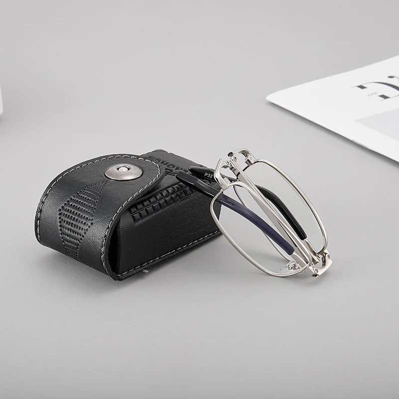 Folding Reading Glasses Men Metal Computer Presbyopic Glasses Women Silver Frame Rectangular Thin Optics Foldable Glass High Q
