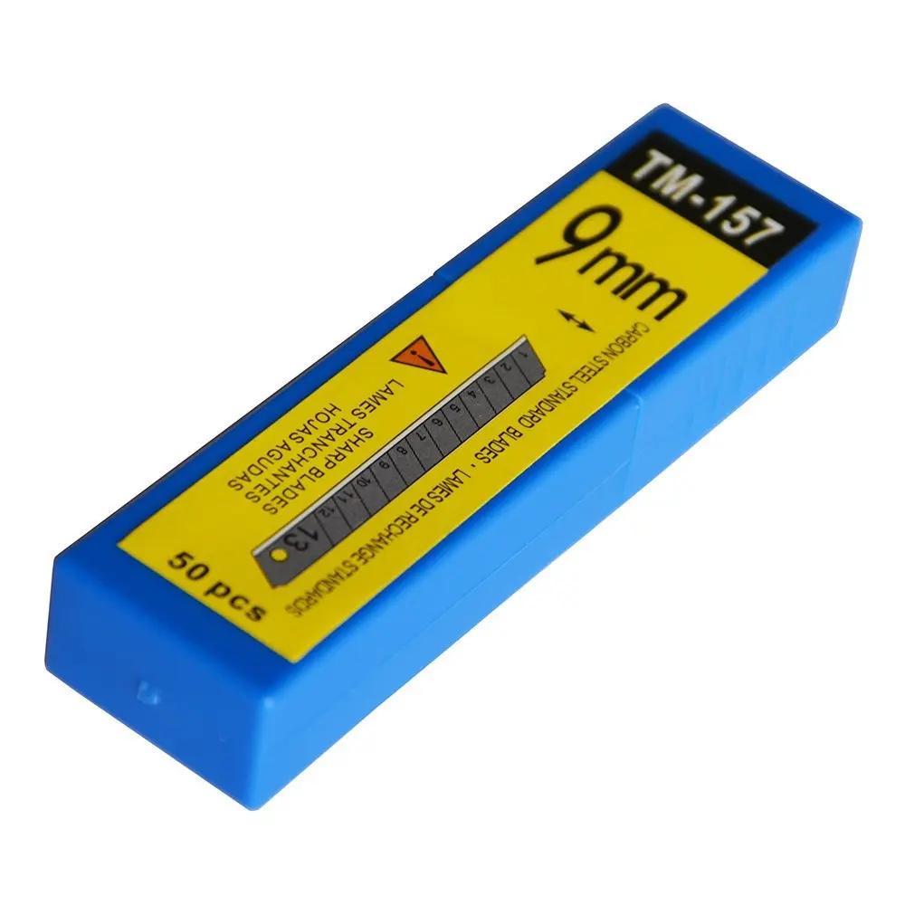 EHDIS 50Pcs Knife Blades 9mm 60 Degree Carbon Steel Snap Off Blade Box Paper Sticker Cutting