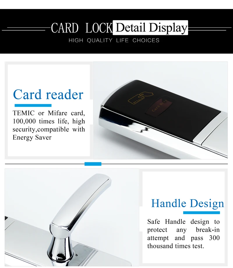 Zinc Alloy Security Digital Door Lock Intelligent RFID Card Electronic Locks For Hotel or Home Smart Entry ZAG1068