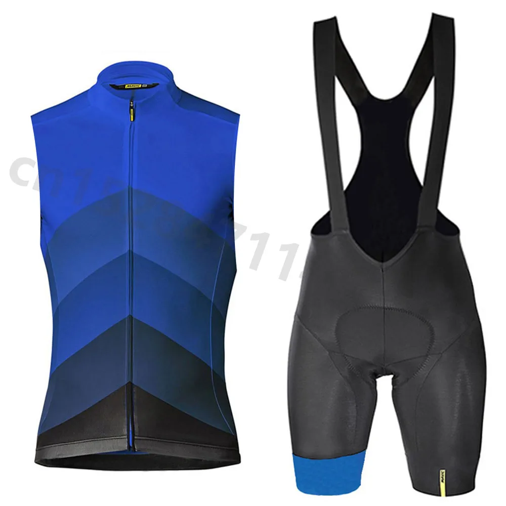 

Mavic new Summer Men's sleeveless cycling jersey bib shorts shirt set clothing MTB bike ropa ciclismo Breathable bicycle wear B9