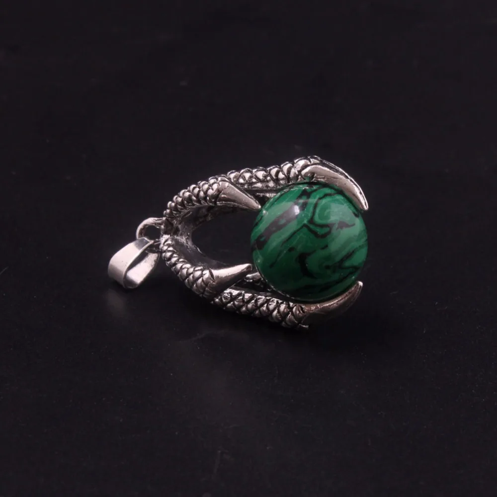 12pcs mix color Eagle Claw Clasping Bead Stone Pendant Lapis Lazuli Natural Stone Crystal Ball Necklace for Women Men  Wholesale