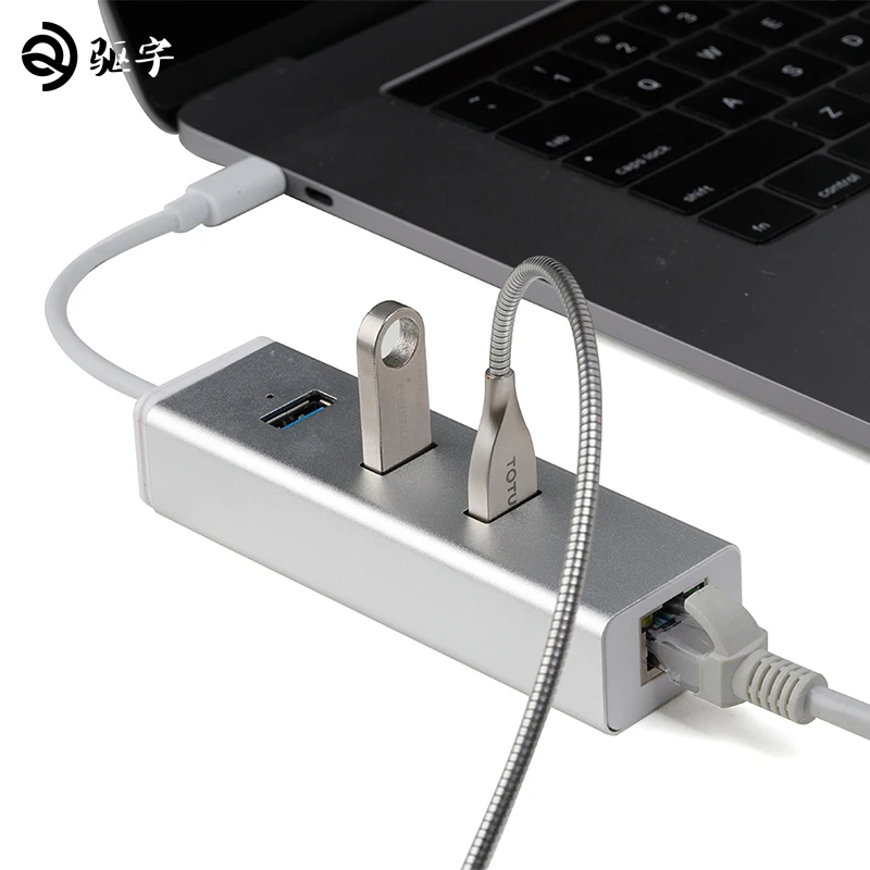 USB3.1 Тип C c концентратора 3 Порты с Fast Ethernet 10/100/1000 Мбит/с Gibabit сети карты LAN +