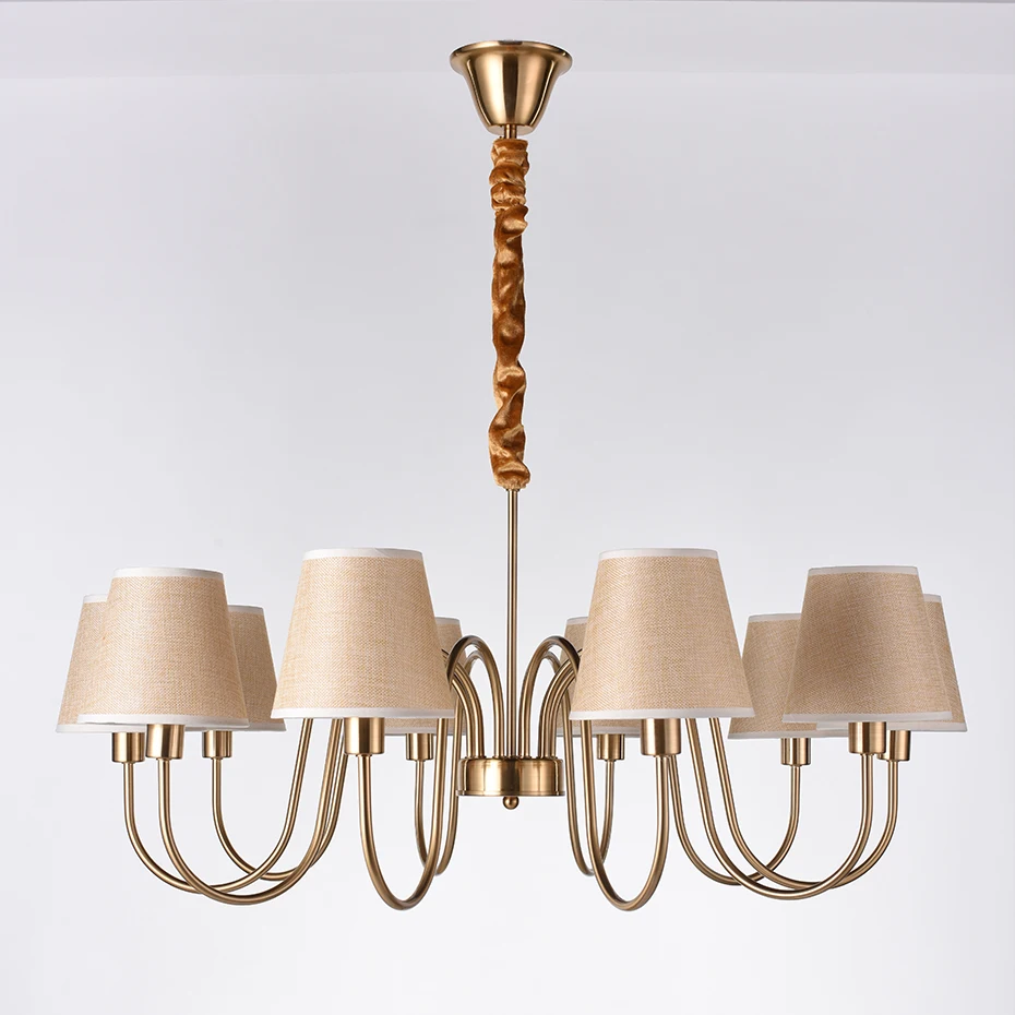 Chandelier Ceiling Modern Pendant Lamp 3/6/8/10 Arms E14 Bulb Socket Living Room Chandelier American Vintage Fabric Lampshade american iron ceiling chandelier modern european bedroom living room lamp restaurant 3 5 6 8 circulars milky lampshade wall lamp