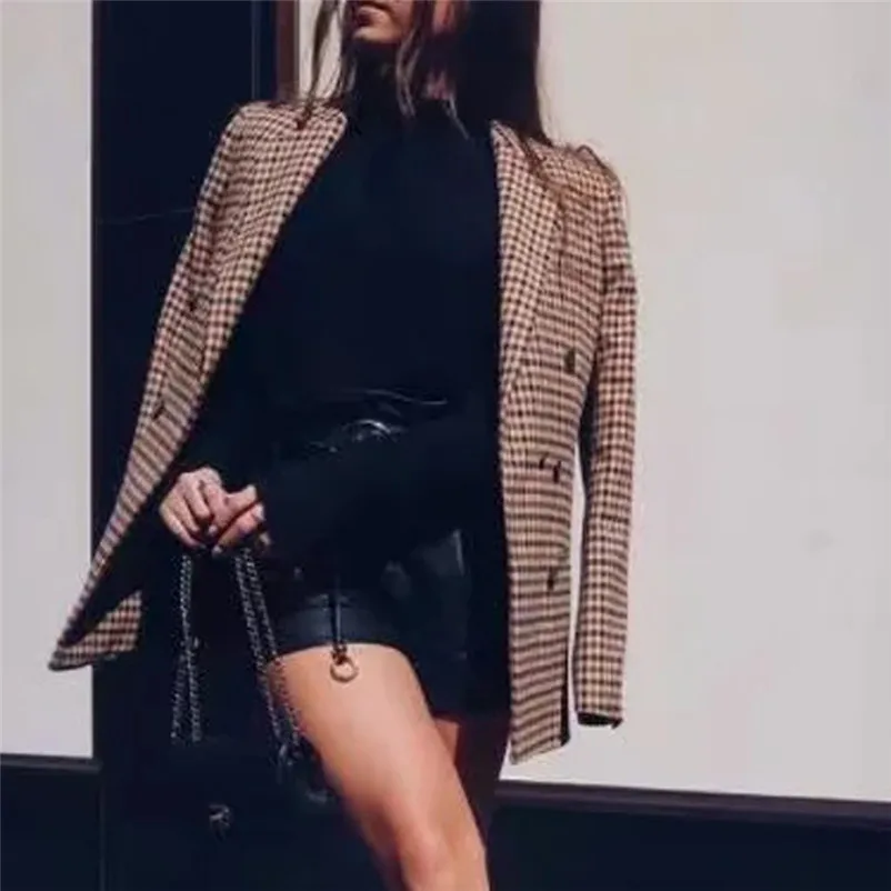 Fashion coats and jackets women winter ladies coats Winter Coat Retro Button Lattice Shoulder Pads Suit Coats Blouse O15#N (4)