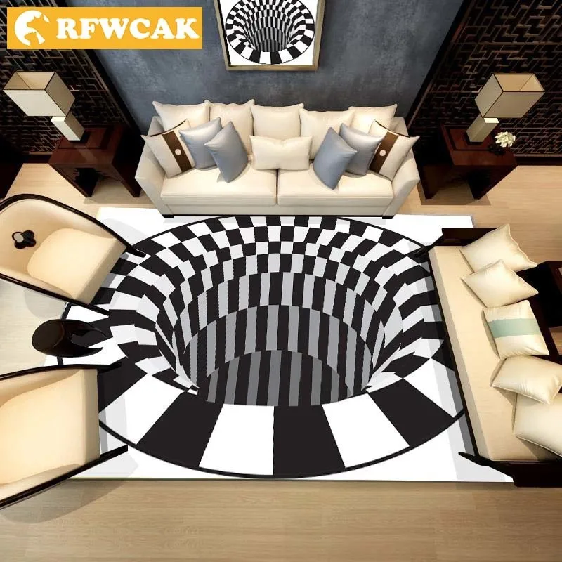 

RFWCAK Modern 3D Printing Non-slip Rug Carpet Pad Living Room Bedroom Coffee Table Hallway Floor Mat Door Mat Tapete Doormat