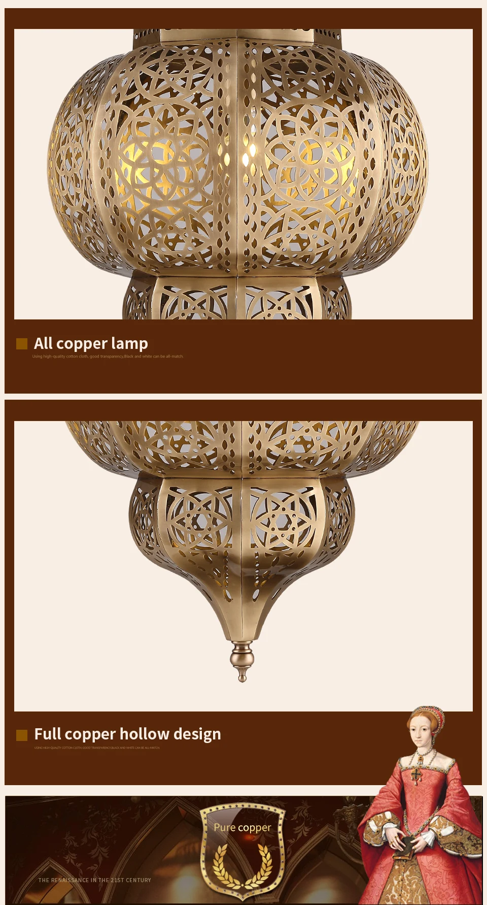 Скандинавский Рождественский подвесной светильник в исламском стиле, винтажный Медный Подвесной светильник, светильник для ресторана, кафе, кухни, подвесной светильник