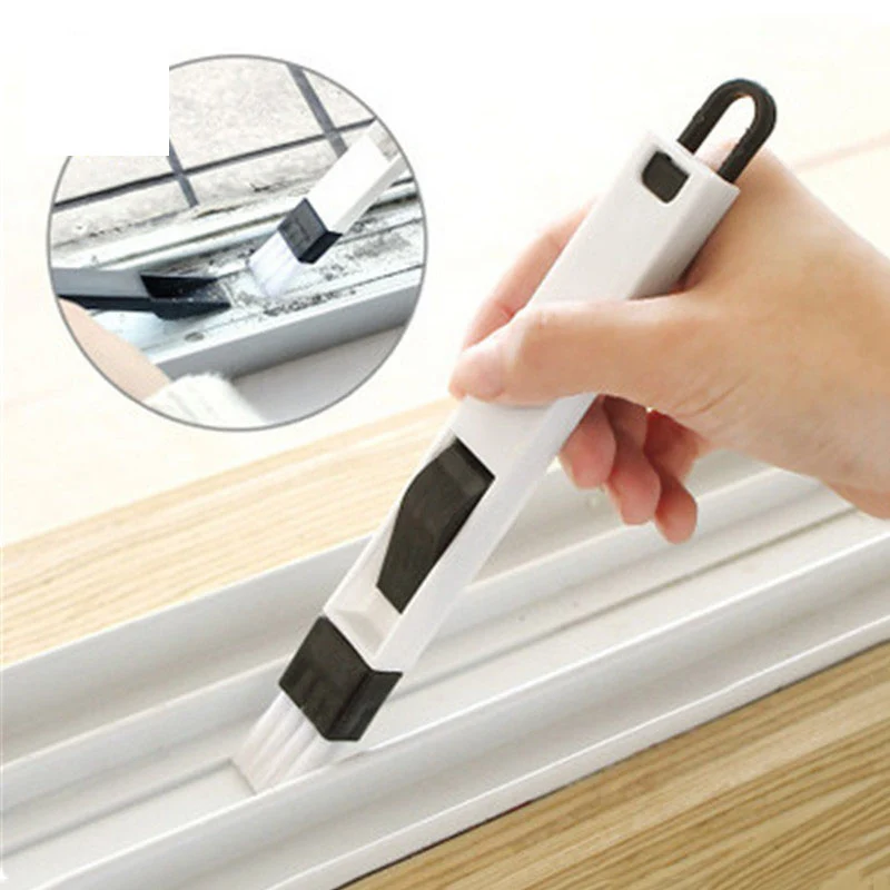 

2 In 1 Multifunctional Computer Keyboard Brush With Dustpan Window Screen Drawer Wardrobe Corner Gap Dust Removal Cleaning Brush