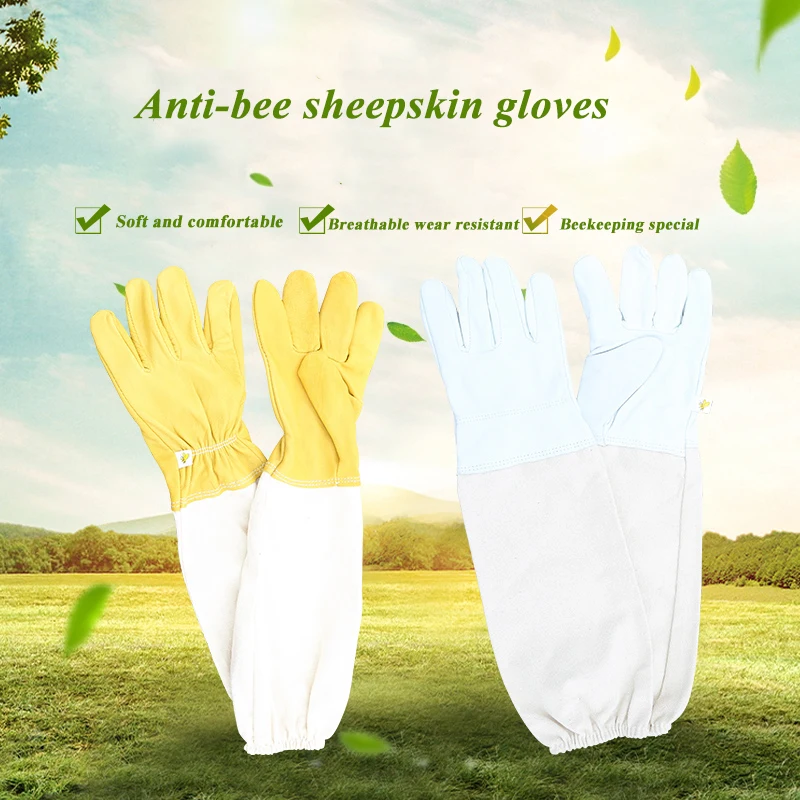 

1 pair beehive gloves beekeeping sheepskin guantes apicultura guantes de colmena luvas de colmeia bee protection home equipo