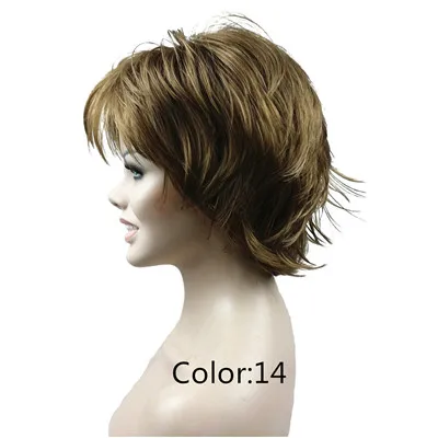 StrongBeauty женский парик пушистые короткие прямые светлые слоистые волосы Синтетические Полные парики 27 цветов - Цвет: #14